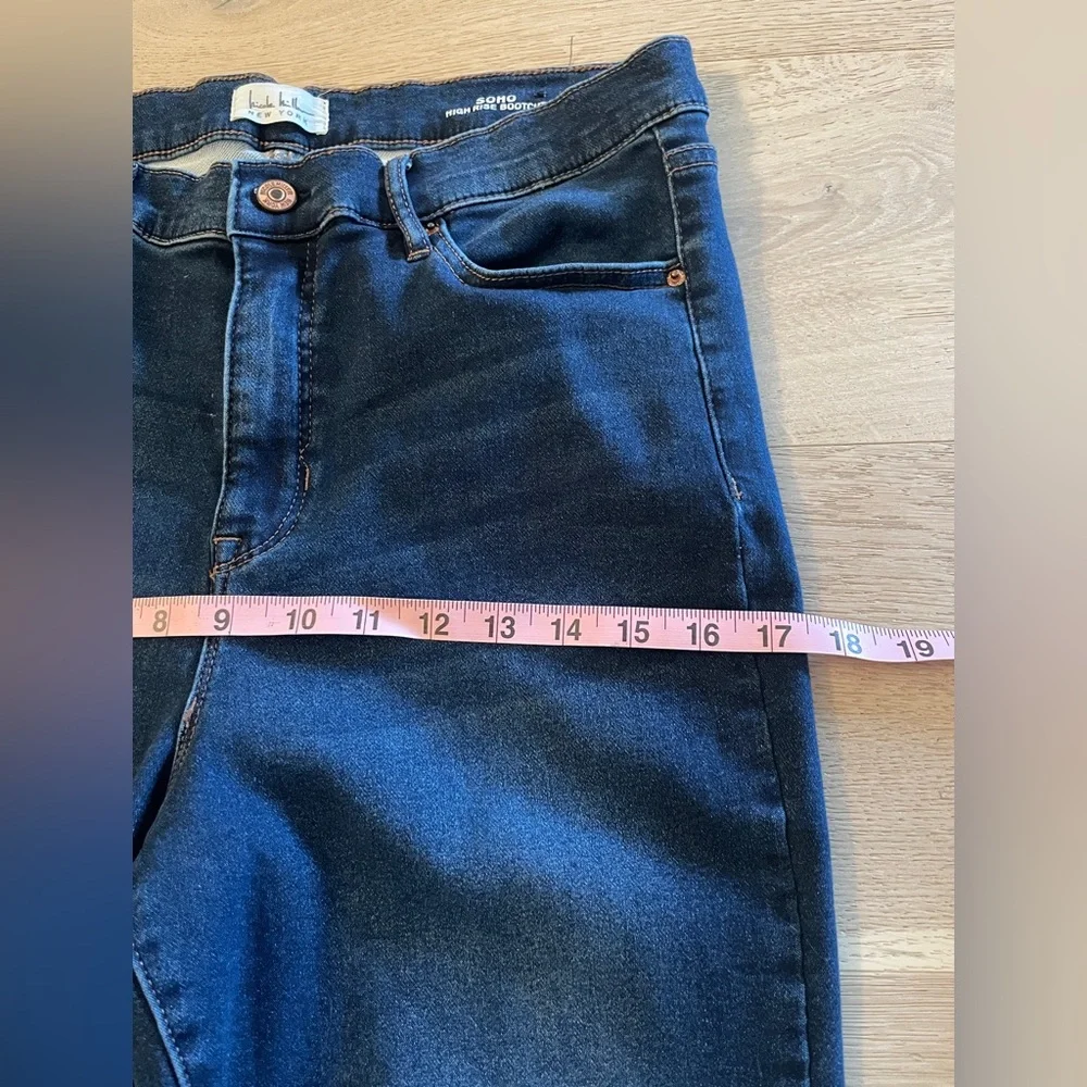 Dark Blue Flare Jeans Denim Wide Leg Stretchy Stretch Denim Women’s Pants, 12 - Picture 4 of 6